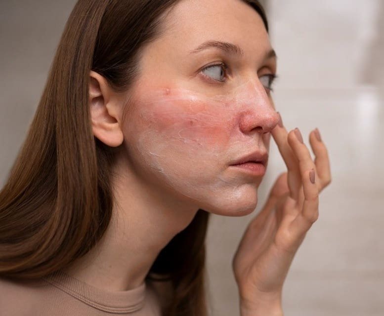 woman-looking-her-rosacea-mirror